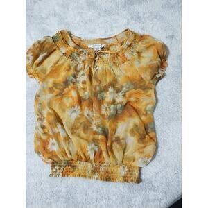 American Rag Womens Blouse Sleeveless Semi Sheer Ruffles Lace Boho Peasant S